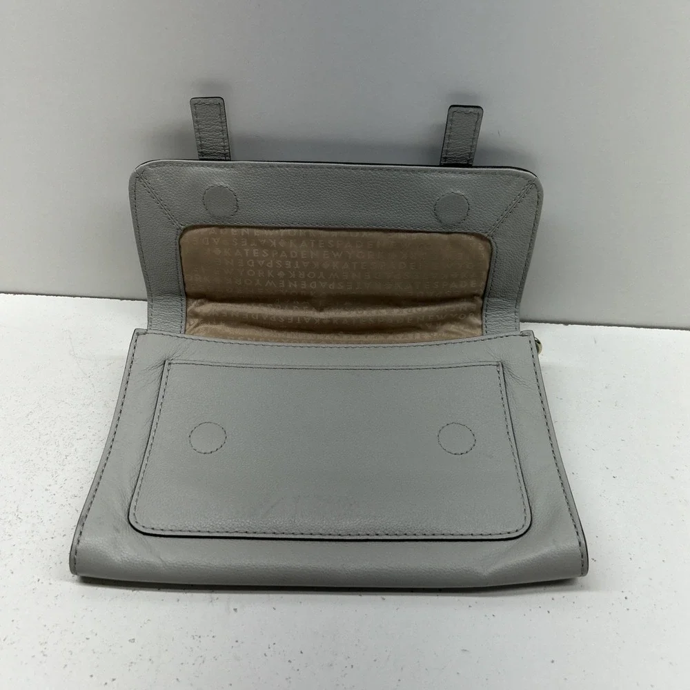 Kate Spade Gray‎ Leather Pebbled Satchel Bag With Buckles